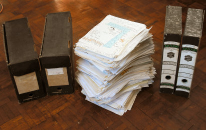 Box files and pile of Radiofax listener letters